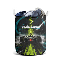 Electric Motorsport Racing Laundry Basket Futuristic Formula Car Neon Lightning Speed Art