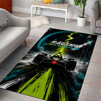 Electric Motorsport Racing Area Rug Futuristic Formula Car Neon Lightning Speed Art