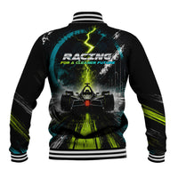 Electric Motorsport Racing Baseball Jacket Futuristic Formula Car Neon Lightning Speed Art