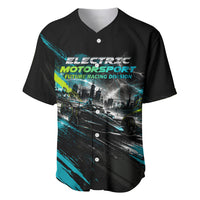 Electric Motorsport Racing Baseball Jersey Futuristic Formula Car Neon Lightning Speed Art