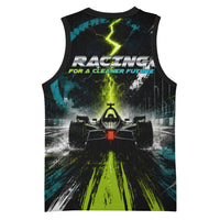 Electric Motorsport Racing Basketball Jersey Futuristic Formula Car Neon Lightning Speed Art