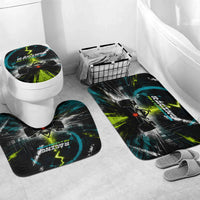Electric Motorsport Racing Bathroom Set Futuristic Formula Car Neon Lightning Speed Art