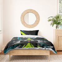 Electric Motorsport Racing Bedding Set Futuristic Formula Car Neon Lightning Speed Art