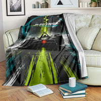 Electric Motorsport Racing Blanket Futuristic Formula Car Neon Lightning Speed Art