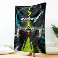Electric Motorsport Racing Blanket Futuristic Formula Car Neon Lightning Speed Art