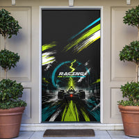 Electric Motorsport Racing Door Cover Futuristic Formula Car Neon Lightning Speed Art
