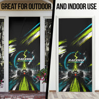 Electric Motorsport Racing Door Cover Futuristic Formula Car Neon Lightning Speed Art