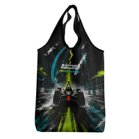 Electric Motorsport Racing Grocery Bag Futuristic Formula Car Neon Lightning Speed Art