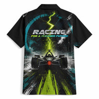 Electric Motorsport Racing Hawaiian Shirt Futuristic Formula Car Neon Lightning Speed Art