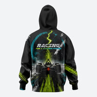 Electric Motorsport Racing Hoodie Futuristic Formula Car Neon Lightning Speed Art
