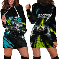 Electric Motorsport Racing Hoodie Dress Futuristic Formula Car Neon Lightning Speed Art