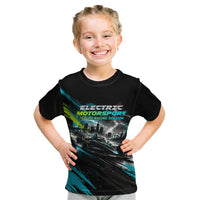 Electric Motorsport Racing Kid T Shirt Futuristic Formula Car Neon Lightning Speed Art
