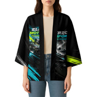 Electric Motorsport Racing Kimono Futuristic Formula Car Neon Lightning Speed Art