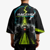 Electric Motorsport Racing Kimono Futuristic Formula Car Neon Lightning Speed Art