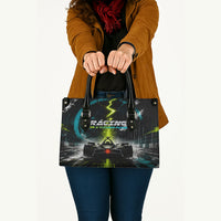 Electric Motorsport Racing Leather Bag Futuristic Formula Car Neon Lightning Speed Art