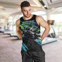 Electric Motorsport Racing Men Tank Top Futuristic Formula Car Neon Lightning Speed Art