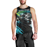 Electric Motorsport Racing Men Tank Top Futuristic Formula Car Neon Lightning Speed Art