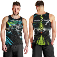 Electric Motorsport Racing Men Tank Top Futuristic Formula Car Neon Lightning Speed Art