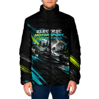 Electric Motorsport Racing Padded Jacket Futuristic Formula Car Neon Lightning Speed Art