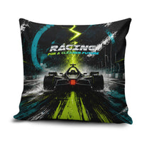 Electric Motorsport Racing Pillow Cover Futuristic Formula Car Neon Lightning Speed Art