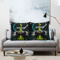 Electric Motorsport Racing Pillow Cover Futuristic Formula Car Neon Lightning Speed Art