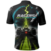 Electric Motorsport Racing Polo Shirt Futuristic Formula Car Neon Lightning Speed Art
