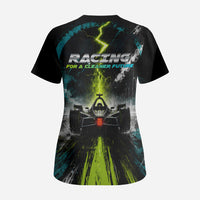 Electric Motorsport Racing Scrub Top Futuristic Formula Car Neon Lightning Speed Art