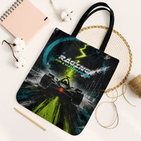 Electric Motorsport Racing Tote Bag Futuristic Formula Car Neon Lightning Speed Art