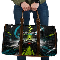 Electric Motorsport Racing Travel Bag Futuristic Formula Car Neon Lightning Speed Art