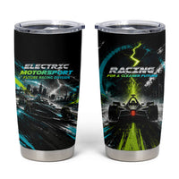 Electric Motorsport Racing Tumbler Cup Futuristic Formula Car Neon Lightning Speed Art