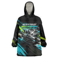 Electric Motorsport Racing Wearable Blanket Hoodie Futuristic Formula Car Neon Lightning Speed Art