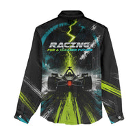 Electric Motorsport Racing Women Casual Shirt Futuristic Formula Car Neon Lightning Speed Art