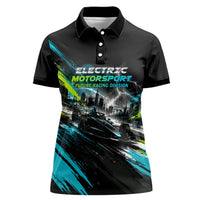 Electric Motorsport Racing Women Polo Shirt Futuristic Formula Car Neon Lightning Speed Art
