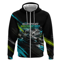 Electric Motorsport Racing Zip Hoodie Futuristic Formula Car Neon Lightning Speed Art