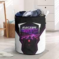 Electric Motorsport Racing Laundry Basket Futuristic Neon Formula Race Car Skyline Art