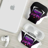 Electric Motorsport Racing AirPods Case Futuristic Neon Formula Race Car Skyline Art