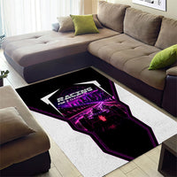 Electric Motorsport Racing Area Rug Futuristic Neon Formula Race Car Skyline Art