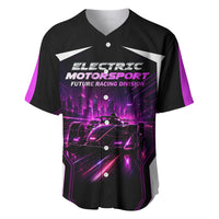 Electric Motorsport Racing Baseball Jersey Futuristic Neon Formula Race Car Skyline Art