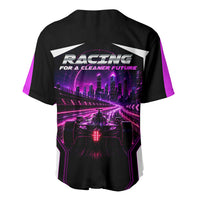 Electric Motorsport Racing Baseball Jersey Futuristic Neon Formula Race Car Skyline Art