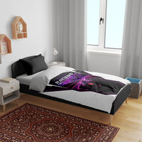 Electric Motorsport Racing Bedding Set Futuristic Neon Formula Race Car Skyline Art