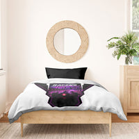 Electric Motorsport Racing Bedding Set Futuristic Neon Formula Race Car Skyline Art