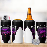 Electric Motorsport Racing 4 in 1 Can Cooler Tumbler Futuristic Neon Formula Race Car Skyline Art