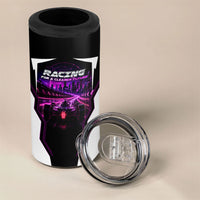 Electric Motorsport Racing 4 in 1 Can Cooler Tumbler Futuristic Neon Formula Race Car Skyline Art