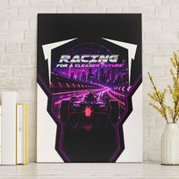 Electric Motorsport Racing Canvas Wall Art Futuristic Neon Formula Race Car Skyline Art
