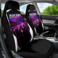 Electric Motorsport Racing Car Seat Cover Futuristic Neon Formula Race Car Skyline Art