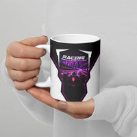 Electric Motorsport Racing Ceramic Mug Futuristic Neon Formula Race Car Skyline Art
