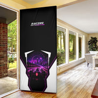Electric Motorsport Racing Door Cover Futuristic Neon Formula Race Car Skyline Art