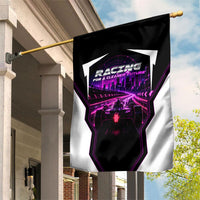 Electric Motorsport Racing Garden Flag Futuristic Neon Formula Race Car Skyline Art