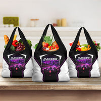 Electric Motorsport Racing Grocery Bag Futuristic Neon Formula Race Car Skyline Art