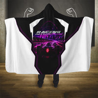 Electric Motorsport Racing Hooded Blanket Futuristic Neon Formula Race Car Skyline Art